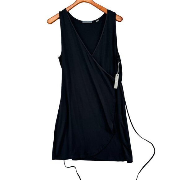 Tart Collections Wrap Dress Solid Black Modal Stretch Sleeveless V Neck Size 0X - Picture 4 of 13